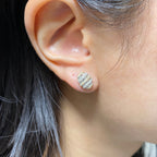 14K Gold Large Oval Stacked Diamond Baguette Earrings - additional product view 3