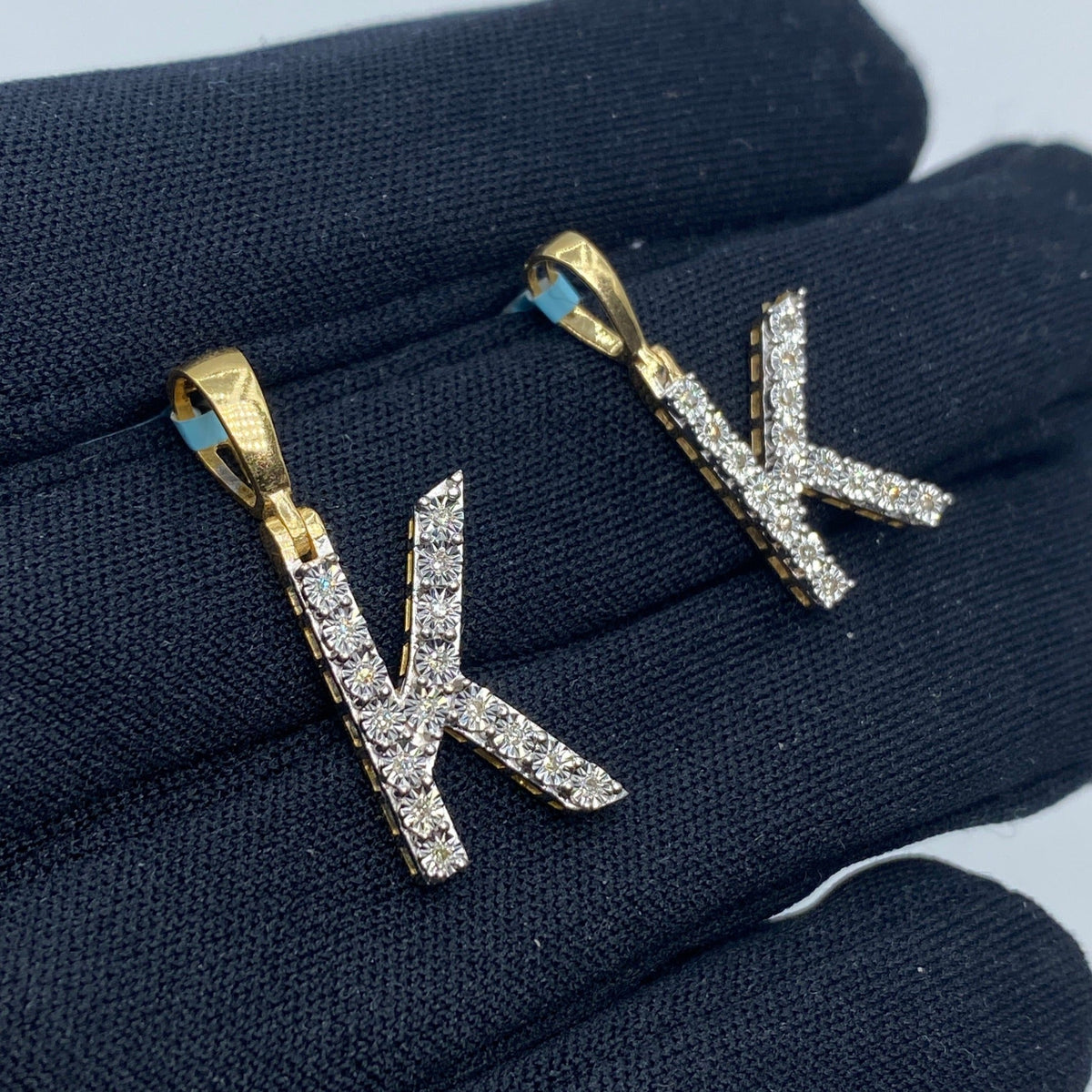 14K Gold Single Stone Initial K Diamond Pendant - additional product view 5