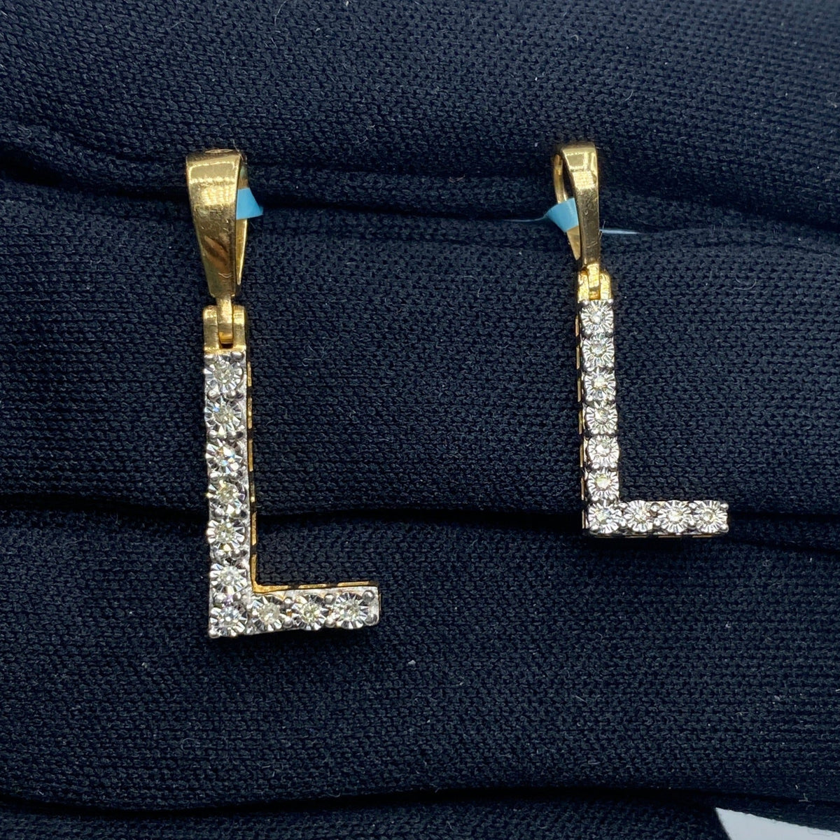 14K Gold Single Stone Initial L Diamond Pendant - main product photo