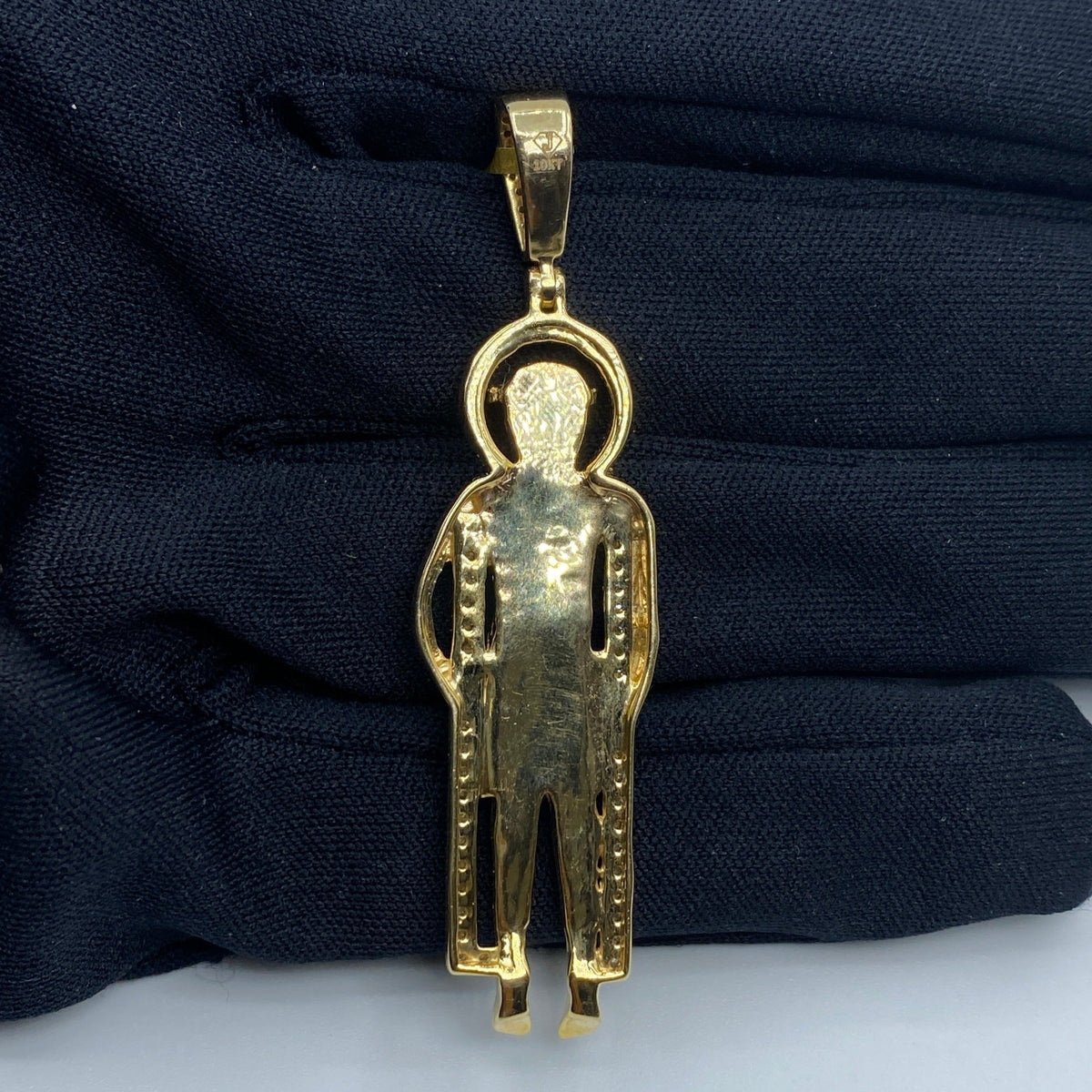 10K Gold Saint Lazarus Diamond Pendant 2.2 in - additional product view 4