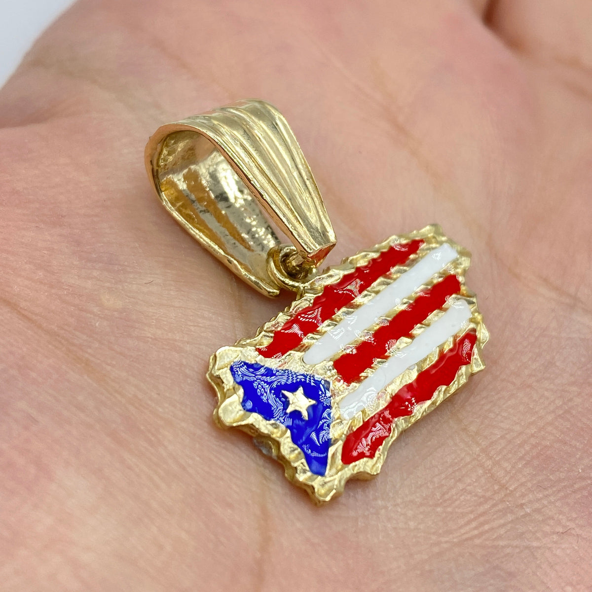 10K Gold Pride of Puerto Rico Flag Pendant - additional product view 3