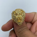 10K Gold Jeweled Lion Diamond Ring in yellow gold - close-up product photo