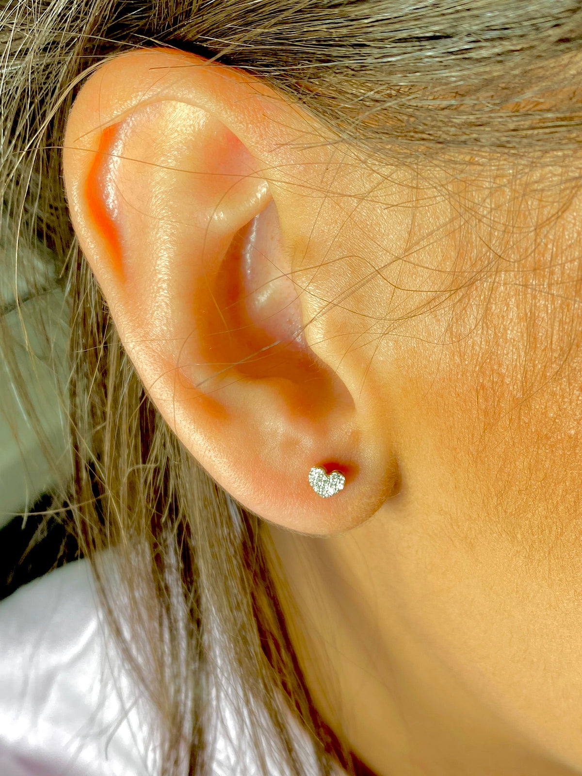 10K Gold Festive Heart Diamond Earrings - additional product view 7