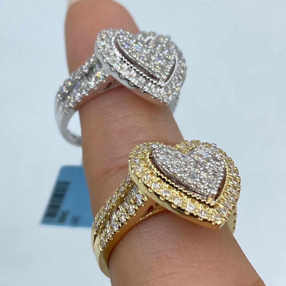 14K Gold Heart Halo Diamond Baguette Ring - additional product view 5