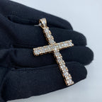 14K Gold Rose Cross Diamond Baguette Pendant - additional product view 3