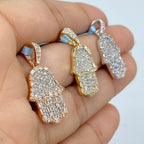 14K Gold Hamsa Halo Diamond Baguette Pendant - additional product view 6