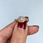 14K Gold Square Large Center Stone Spiral Diamond Engagement Ring - additional product view 3