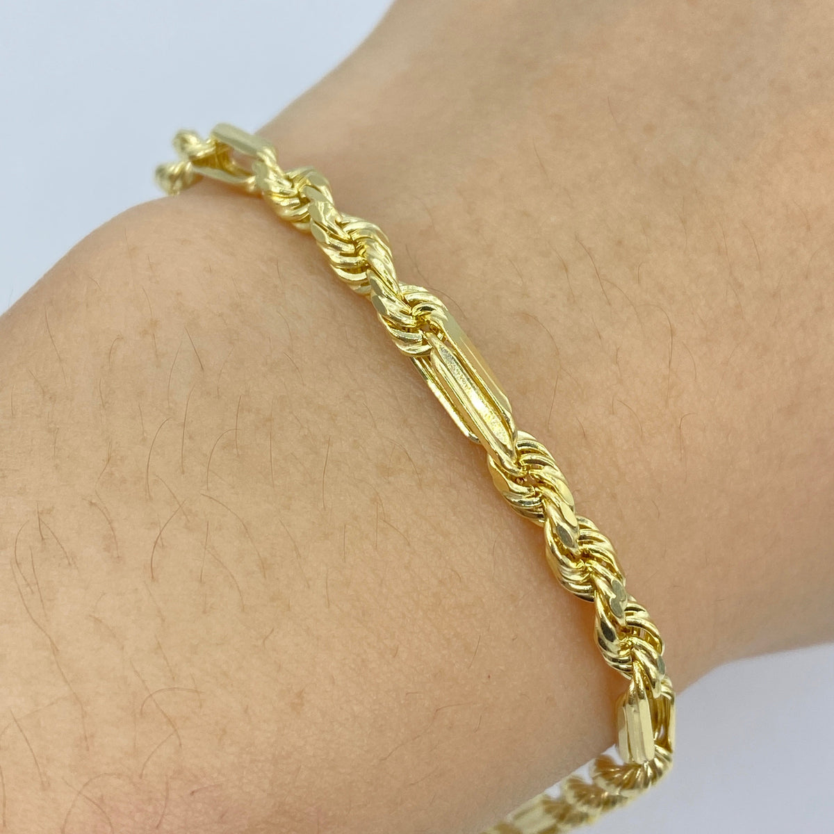 14K Gold 4mm Figaro Rope Link Bracelet 8 in - additional product view 3