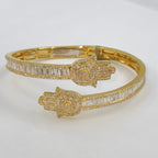 10K Gold Hamsa Diamond Bangle Bracelet 6.5 in - additional product view 2