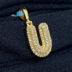 14K Gold Initial U Bubble Diamond Pendant - additional product view 3