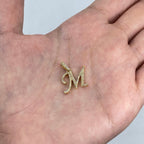 10K Gold Cursive M Initial Diamond Pendant - additional product view 3