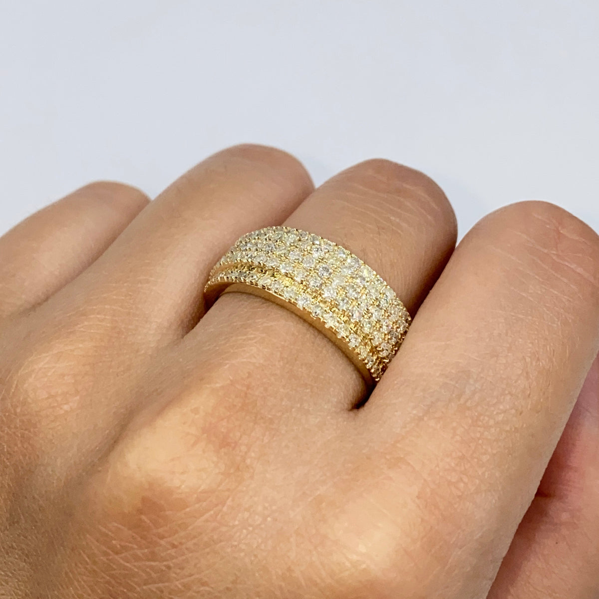 10K Gold 9mm Pave Diamond Ring Band - additional product view 2