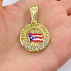 10K Gold Puerto Rico Flag Circle Pendant - additional product view 2