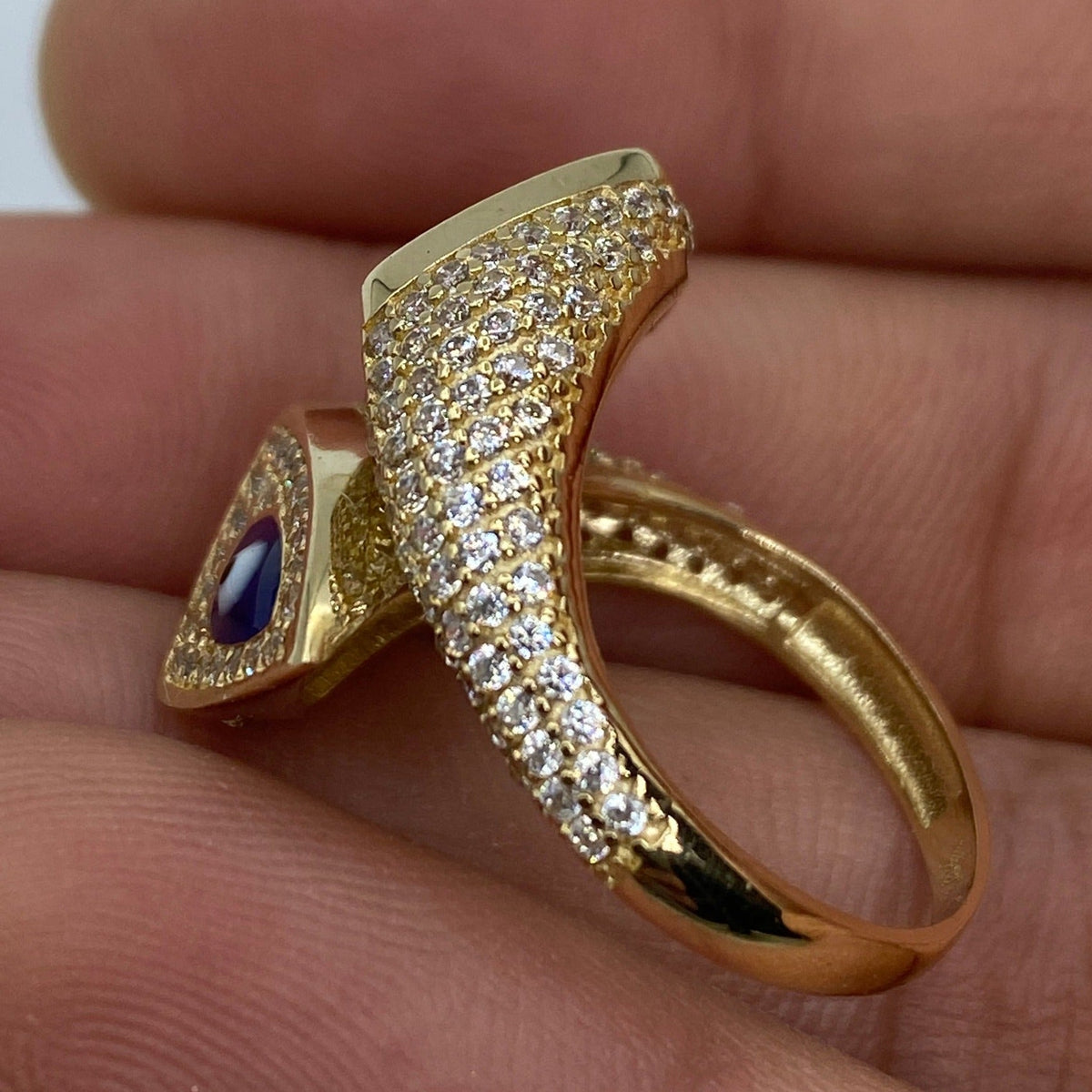 14K Gold Evil Eye Serpent Ring - additional product view 5