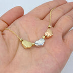14K Gold Tri-Color Heart Necklace 18 in - additional product view 4