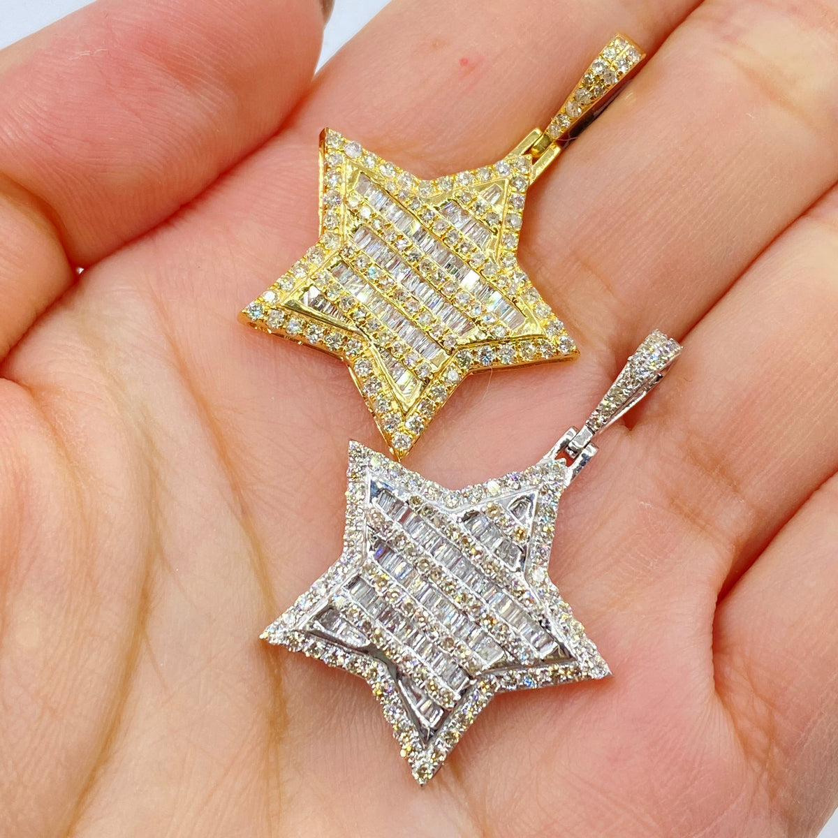 10K Gold Stellaris Star Diamond Baguette Pendant - additional product view 2