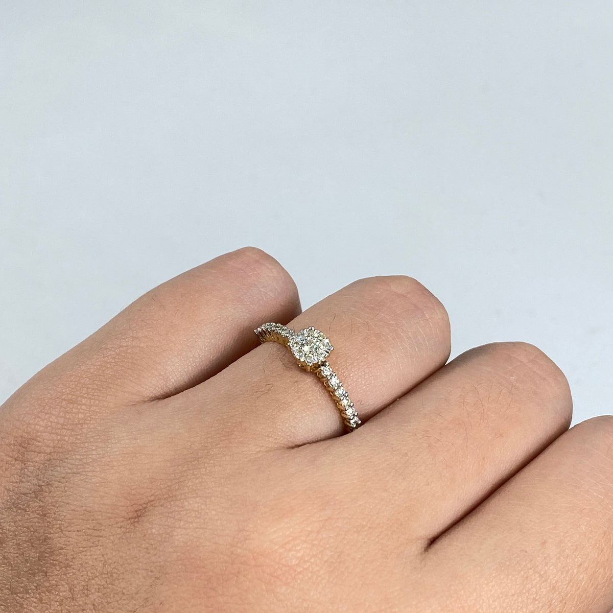 14K Gold Diamond Cherish Engagement Ring in yellow gold - close-up product photo