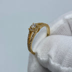 14K Yellow Gold Double Band Diamond Engagement Ring - additional product view 3
