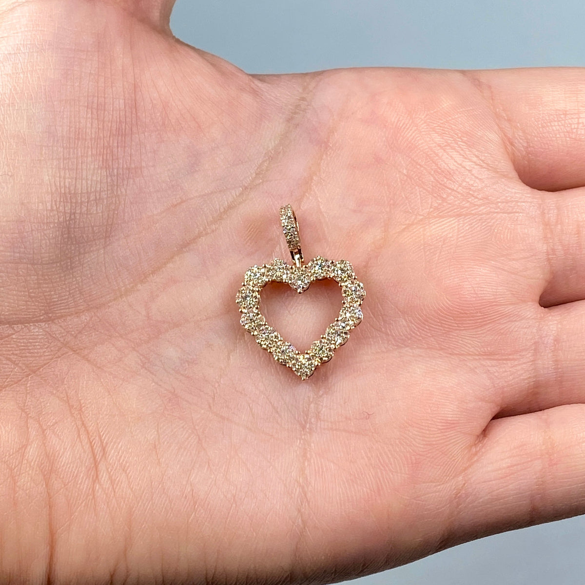 10K Gold/14K Open Heart Diamond Pendant - additional product view 5