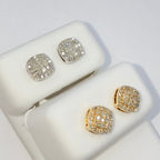 14K Gold 7mm Rounded Square Diamond Earrings - additional product view 7