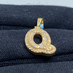 14K Gold Initial Q Bubble Diamond Pendant - additional product view 4