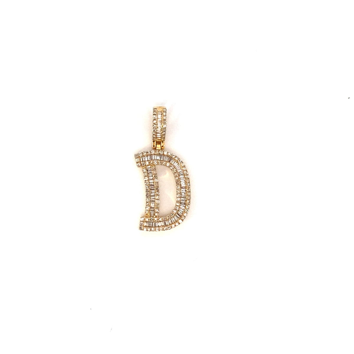14K Gold Bamboo Initial Letter Diamond Baguette Pendants Full Collection - additional product view 52