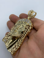 14K Gold Jesus Head Pendant 3.5 in - additional product view 5