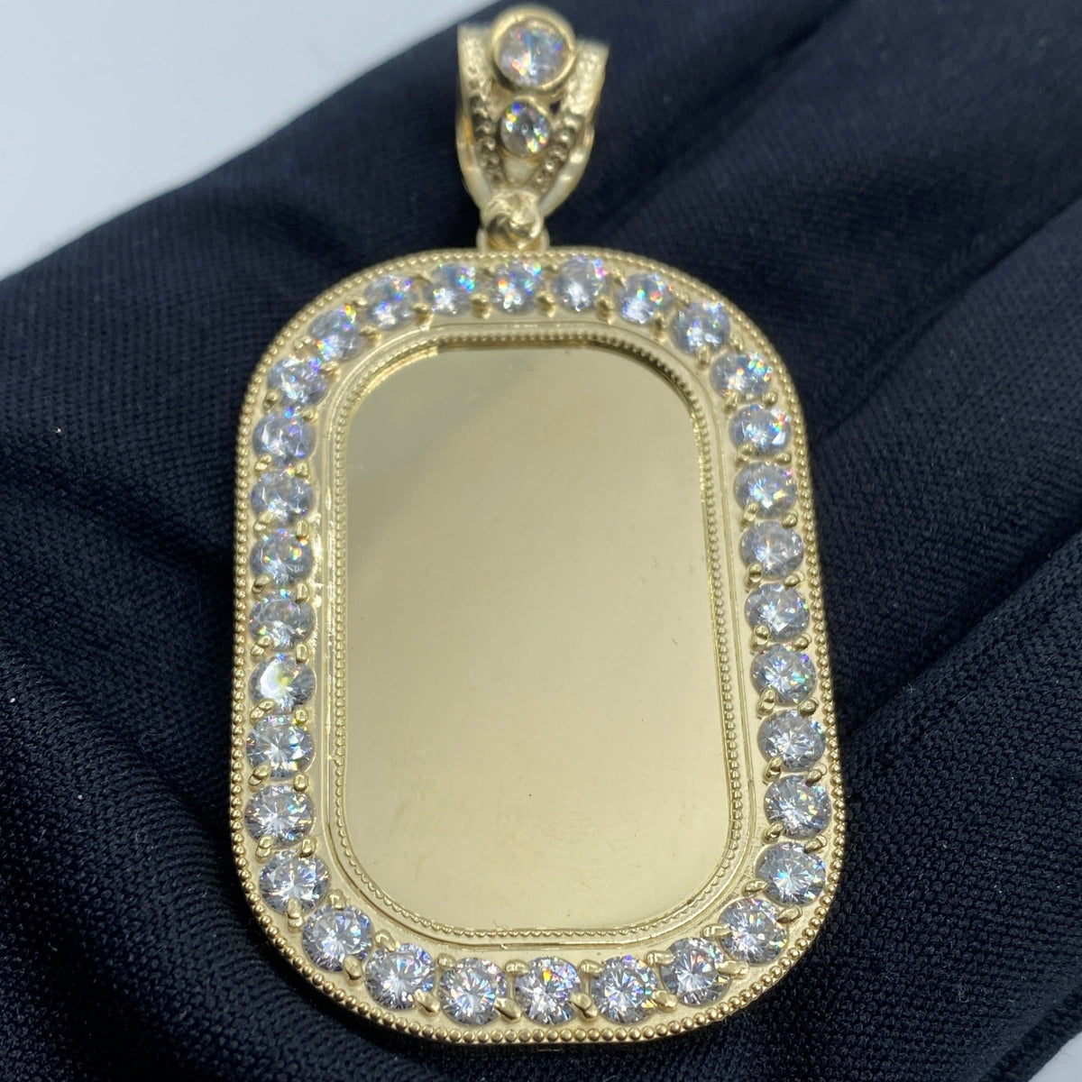 10K Gold Rounded Rectangle Picture Photo CZ Pendant - additional product view 2