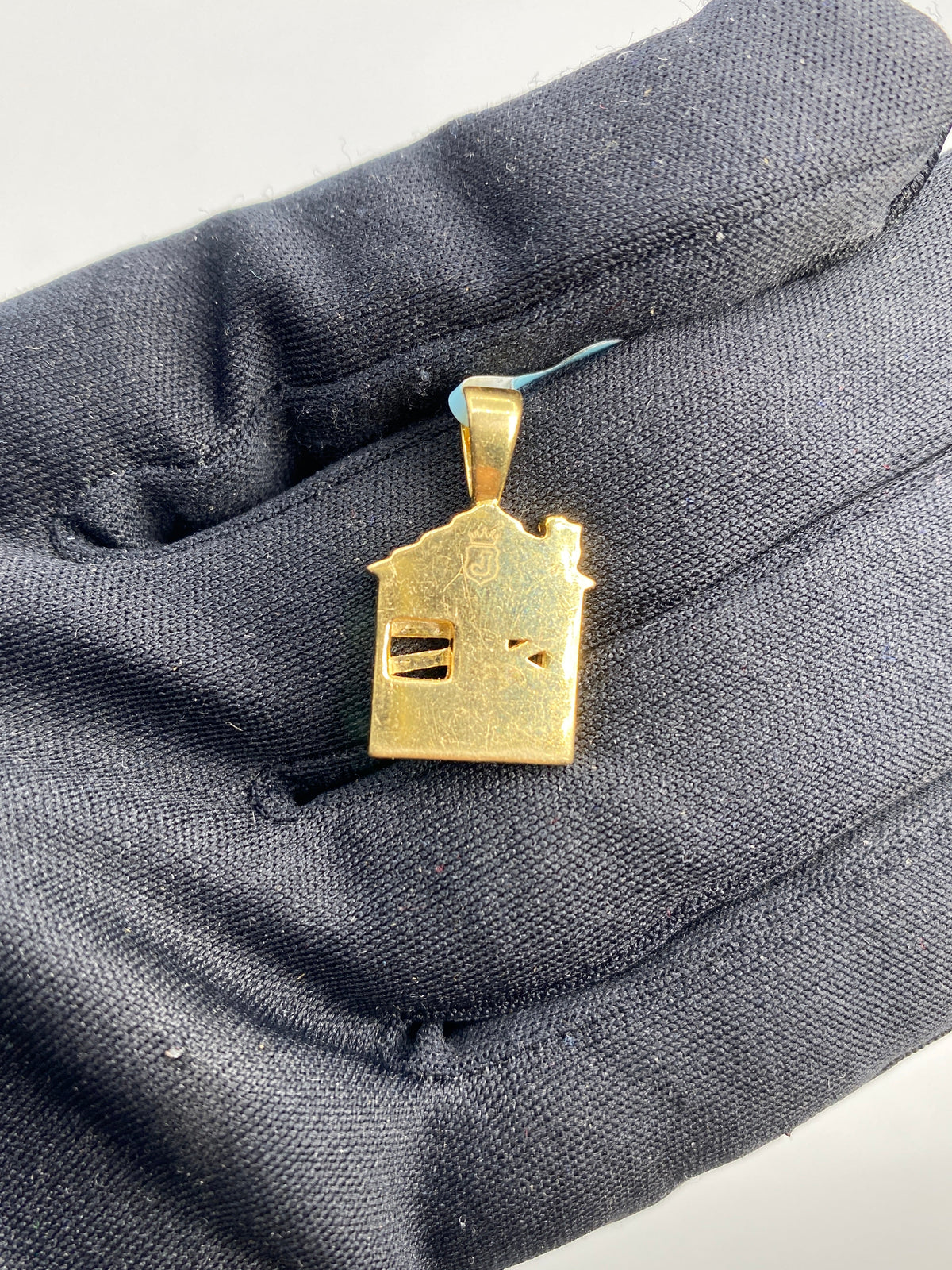 14K Gold Trap House Diamond Pendant - additional product view 4