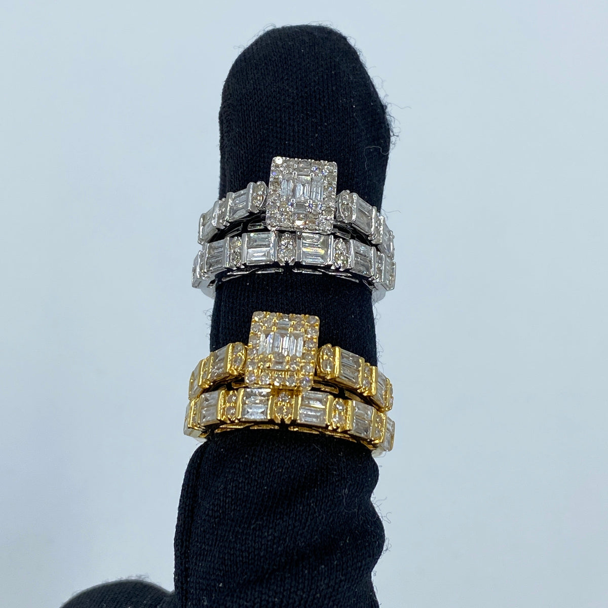 14K Gold Rectangle Diamond Baguette Engagement Ring - additional product view 4