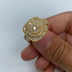 14K Gold Square Cake Diamond Baguette Ring in yellow gold - close-up product photo