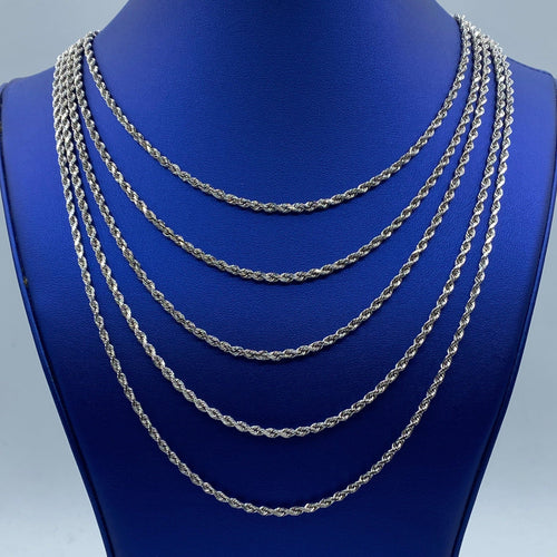10K 3.4mm Rope Chain in White Gold 16–24 in - additional product view 2