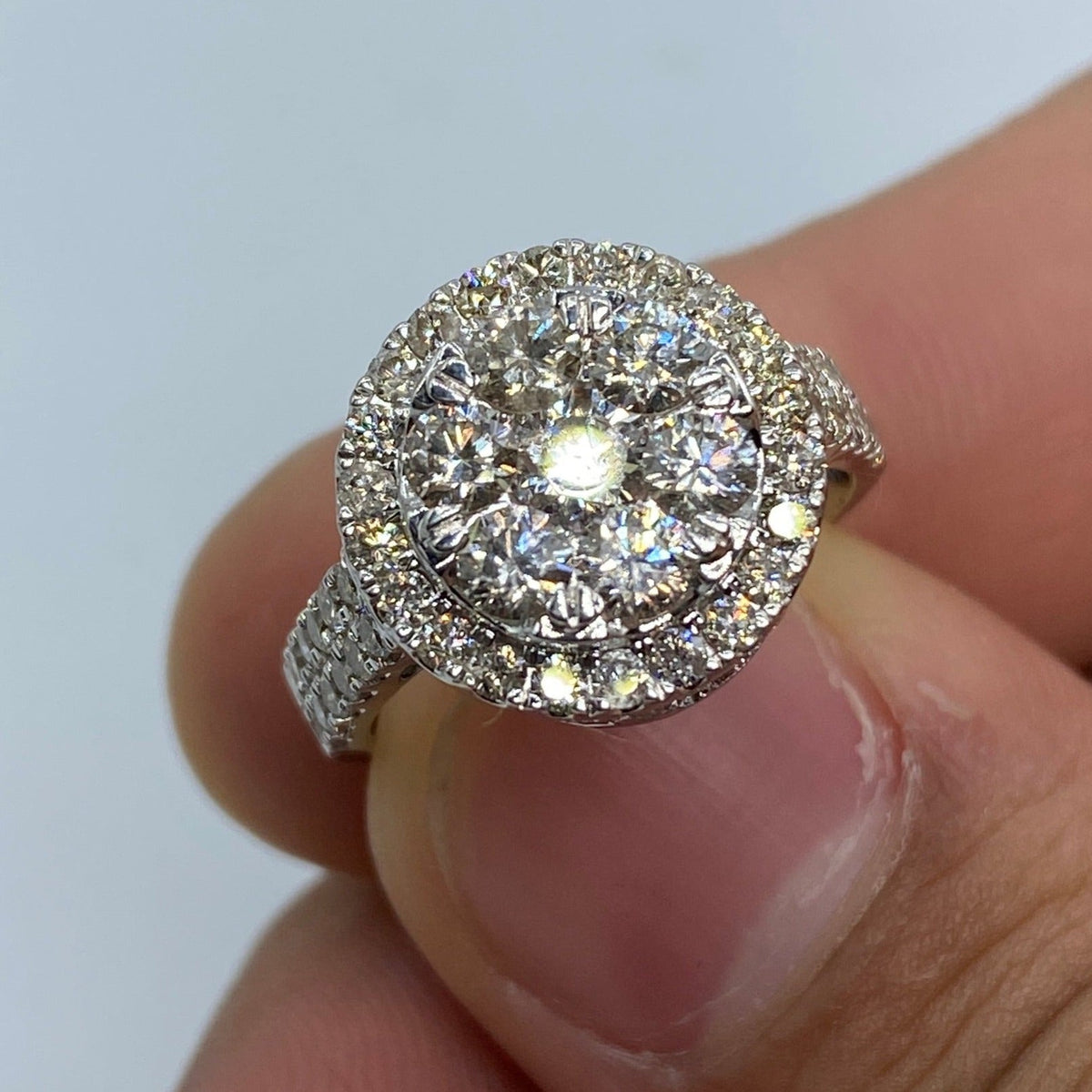 14K Gold Circle 3D Flower Diamond Engagement Ring - additional product view 3