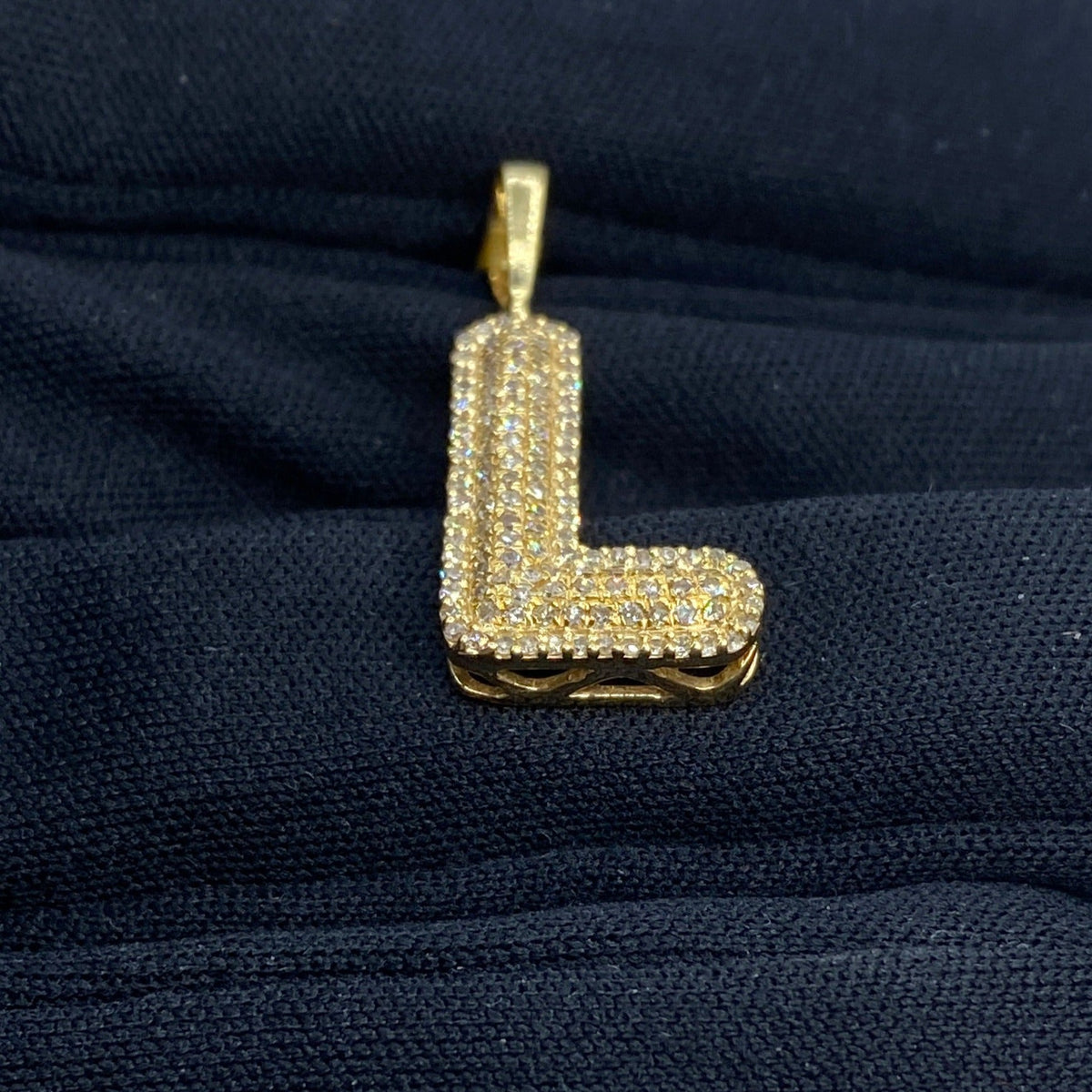 Initial L Bubble Diamond Pendant - additional product view 4