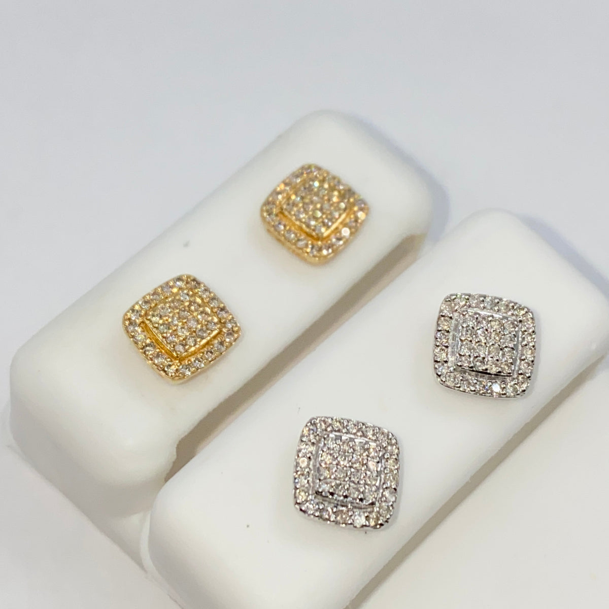 14K Gold 7.9mm Rounded Square Halo Diamond Earrings - additional product view 7
