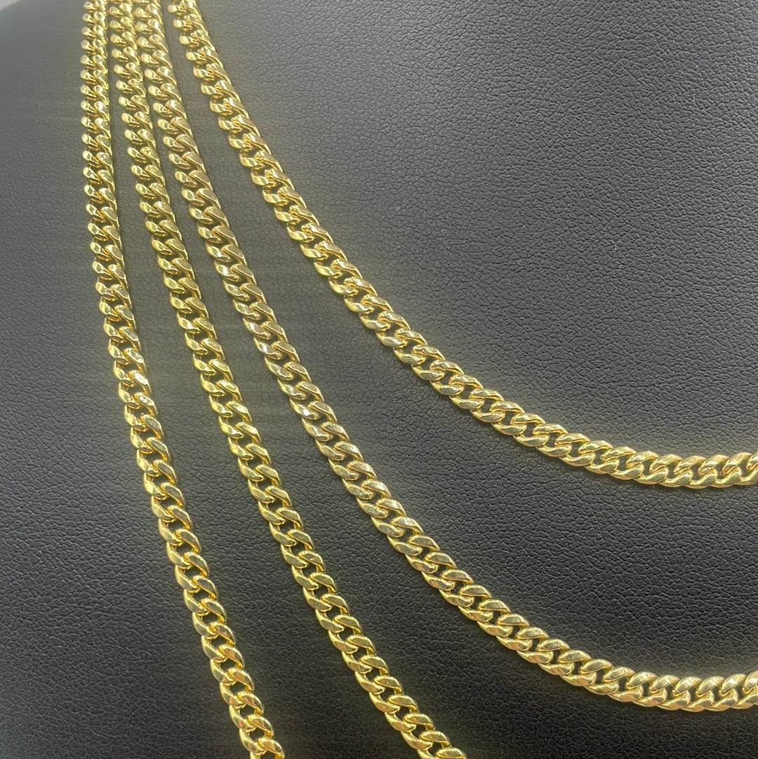 Miami Cuban Link Chain Real 10K Yellow Gold Full Collection, 4mm - close-up product photo