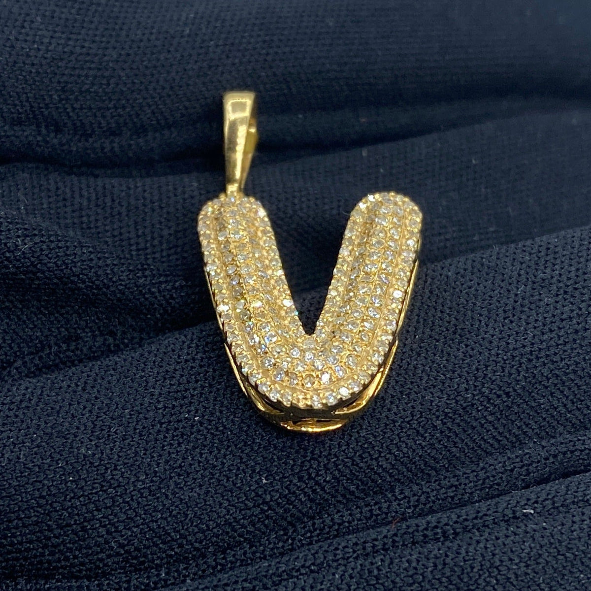Initial V Bubble Diamond Pendant - additional product view 4