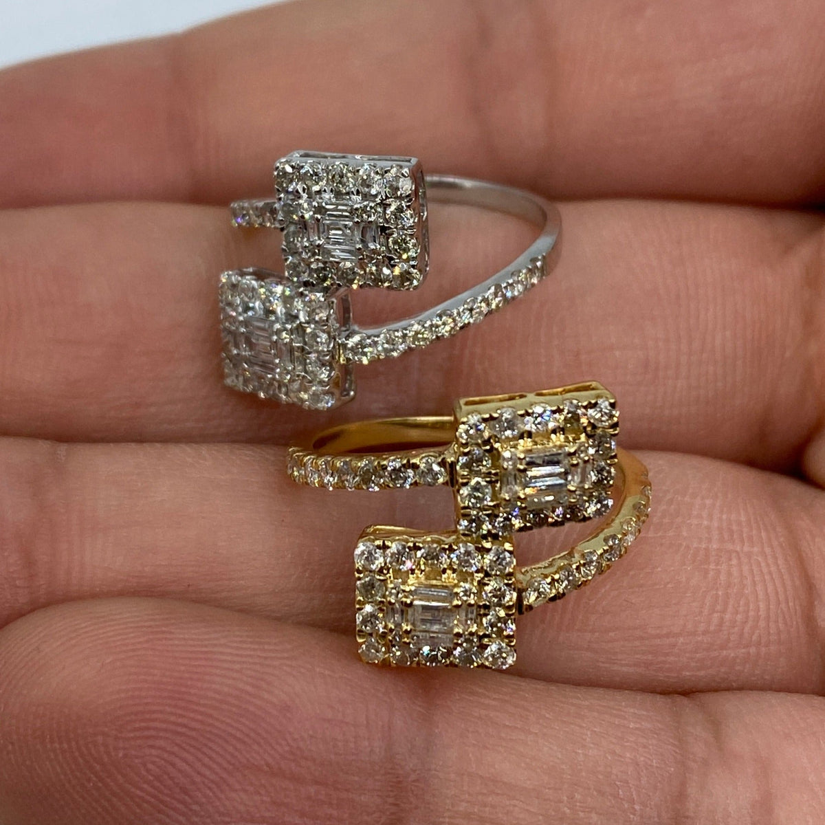 14K Gold Square Bangle Diamond Engagement Ring - additional product view 6