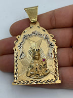 14K Gold Saint Barbara Medallion Pendant 3.0 in - additional product view 2