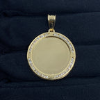 10K Gold Circle Picture Photo CZ Pendant - additional product view 2