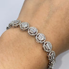 10K Gold Halo Diamond Baguette Tennis Bracelet 8 in - additional product view 3