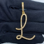 14K Gold Initial L Large Script Diamond Pendant - additional product view 2
