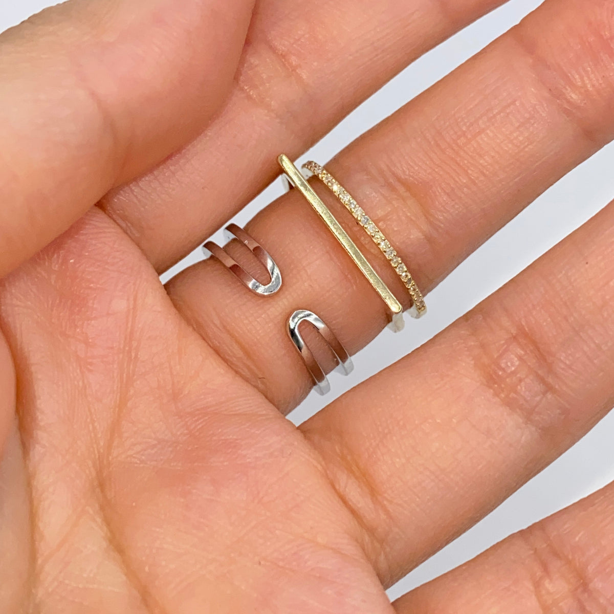 14K Gold Stack Diamond Ring Adjustable - additional product view 6