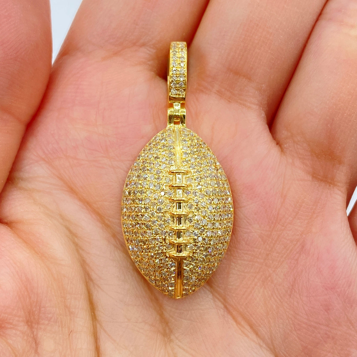 10K Gold Football Diamond Pendant - additional product view 2
