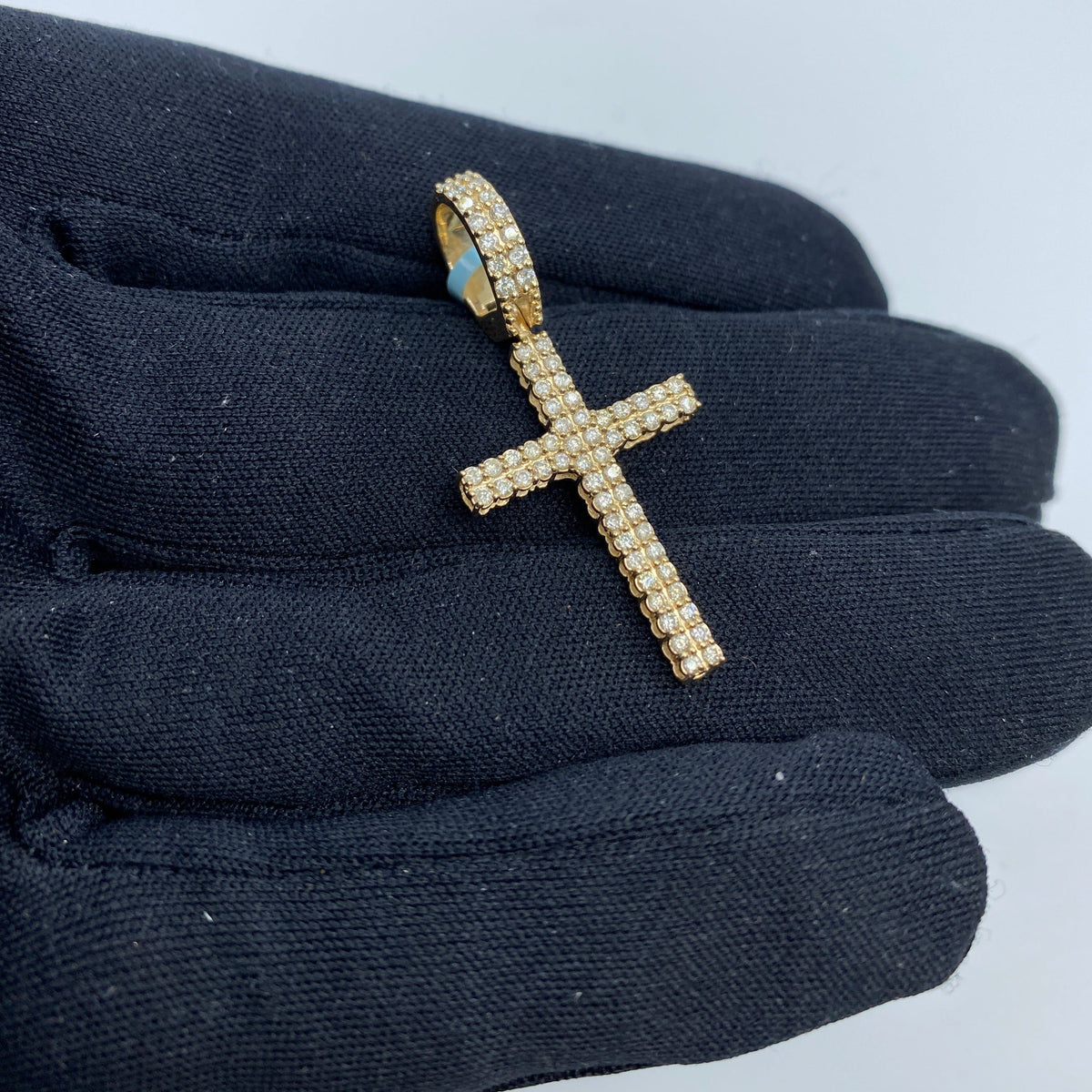 14K Gold Traditional Cross Diamond Pendant - additional product view 3