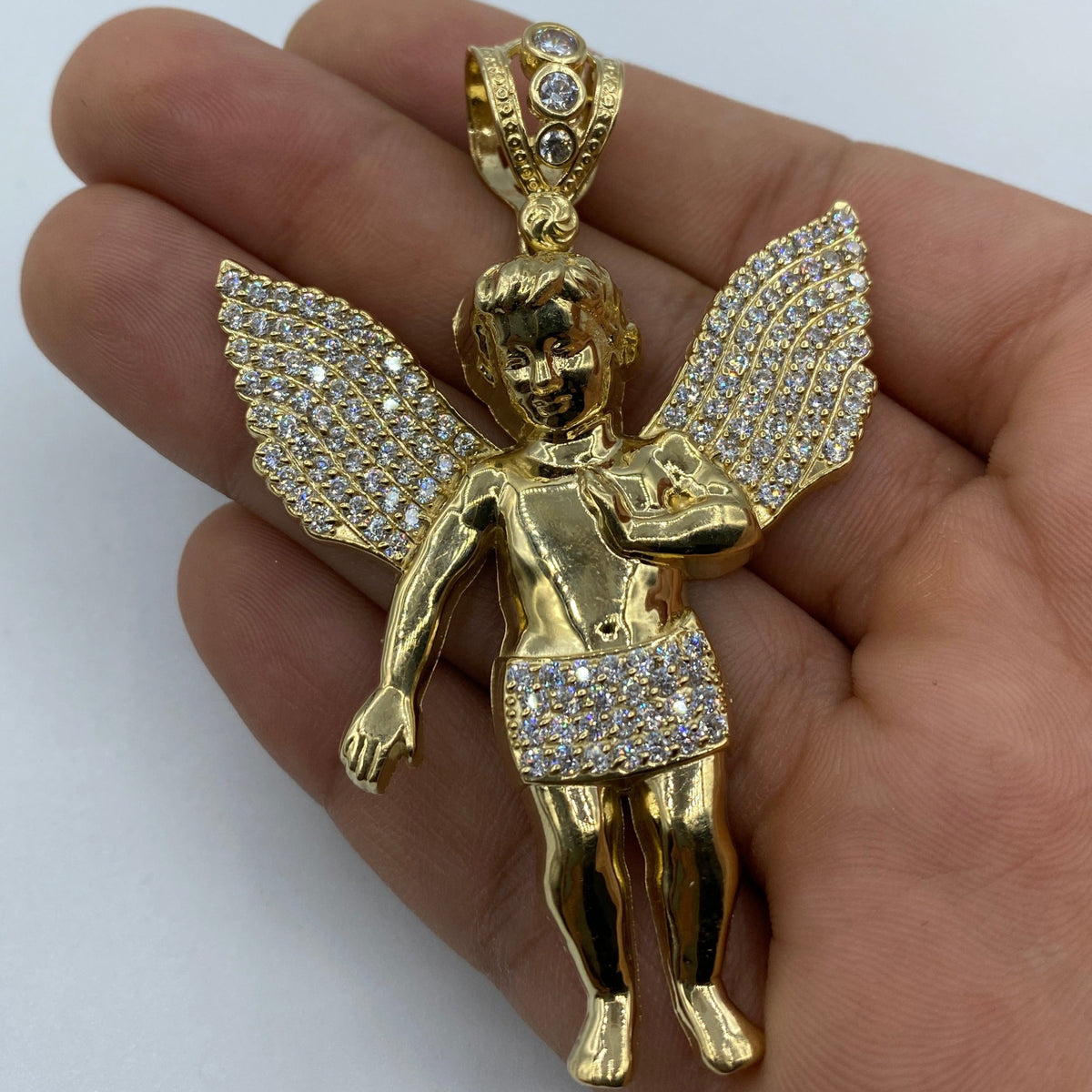 14K Gold Baby Angel Pendant 3.0 in - additional product view 5