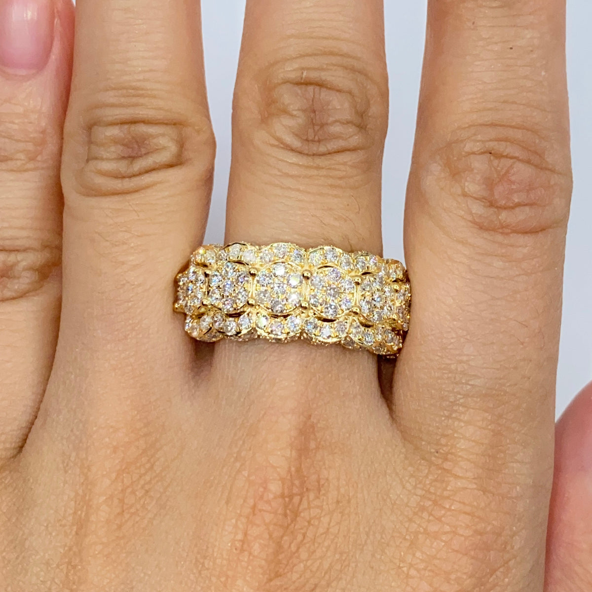 10K/14K 10mm Iced Diamond Ring in yellow gold, 10K - close-up product photo