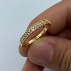 10K Gold Double Banded Diamond Ring in yellow gold - close-up product photo