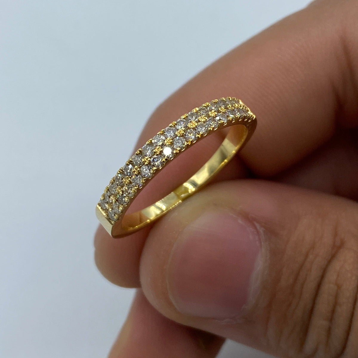 10K Gold Double Banded Diamond Ring in yellow gold - close-up product photo