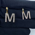 14K Gold Single Stone Initial M Diamond Pendant - additional product view 2